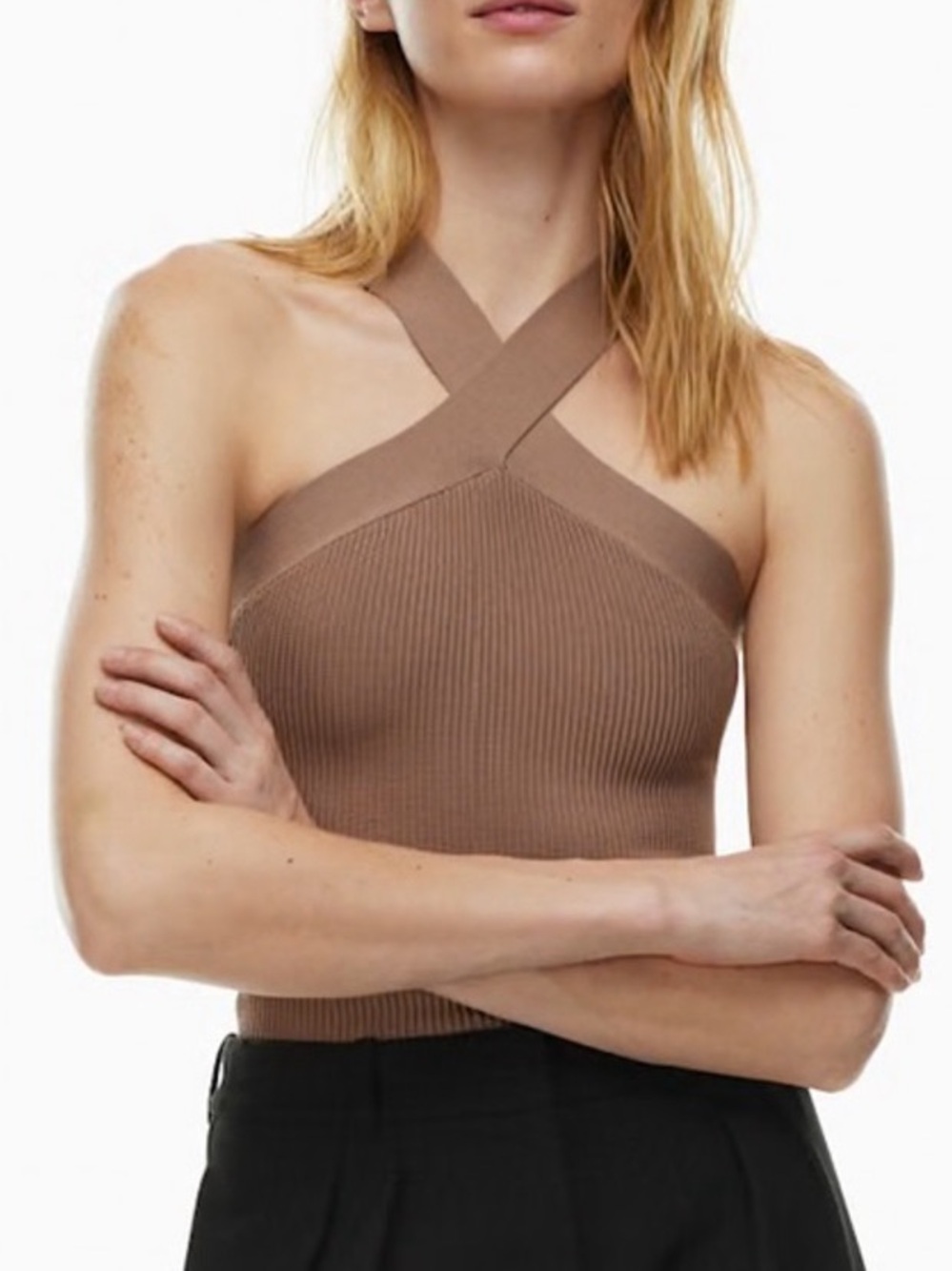 Babaton Sculpt Knit Criss Cross Cropped Tank